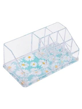 Sorbus Floral Daisy Print 9 Slot Mini Beauty Makeup Organizer NIB